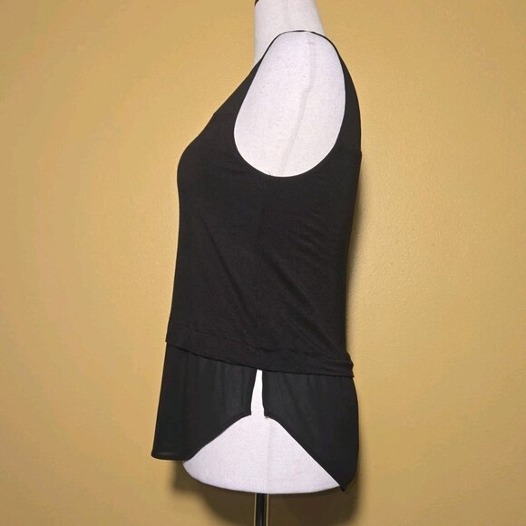 MICHAEL KORS Womens Sleeveless Knit Woven Mix Layered Top Sheer Womens Black Sm - Picture 3 of 9